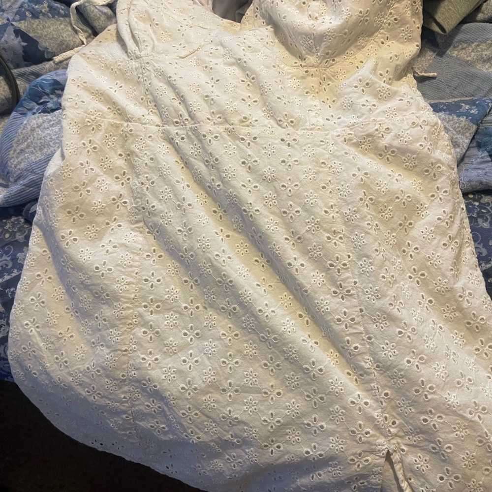 Abercrombie & Fitch White Eyelet Midi Dress